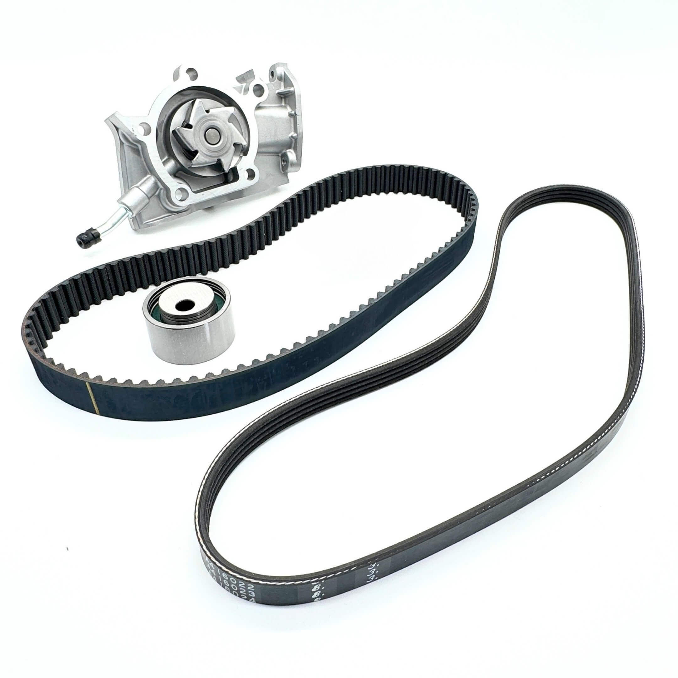 Complete Daihatsu Hijet 4-piece Timing Belt Kit for EFNS, EFES, EFTS engines, featuring timing belt, tensioner, alternator belt, and water pump.