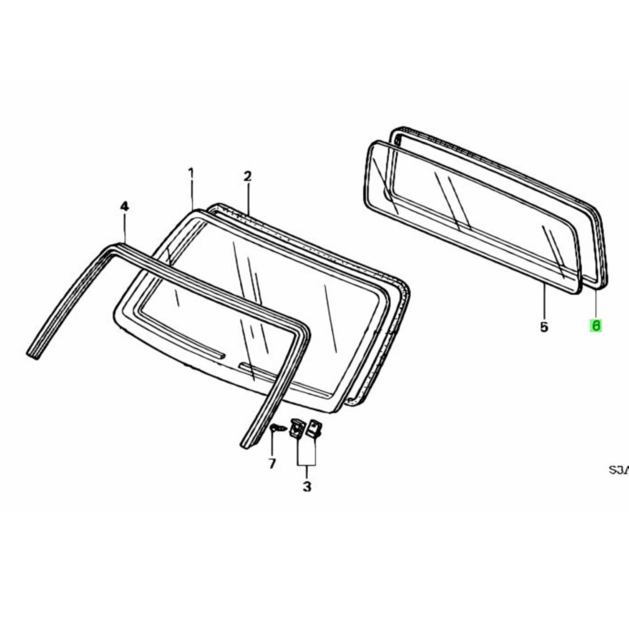 Honda Acty Rear Window Seal Diagram Highlighting the Exact Fit for HA6, HA7 Models