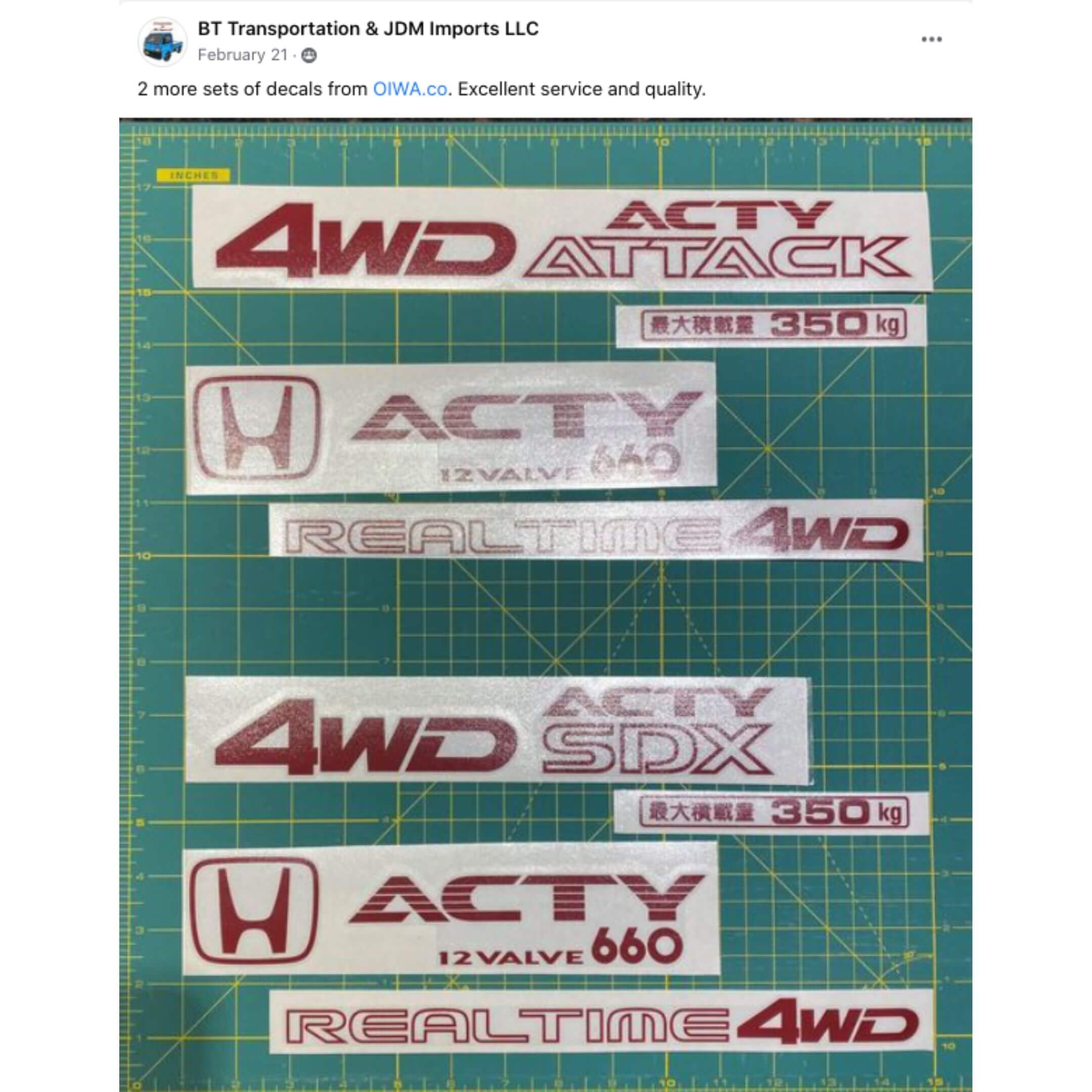 Social media style image showing a blue Honda Acty with a prominent 4WD decal, recommended for users sharing their upgrade experiences.