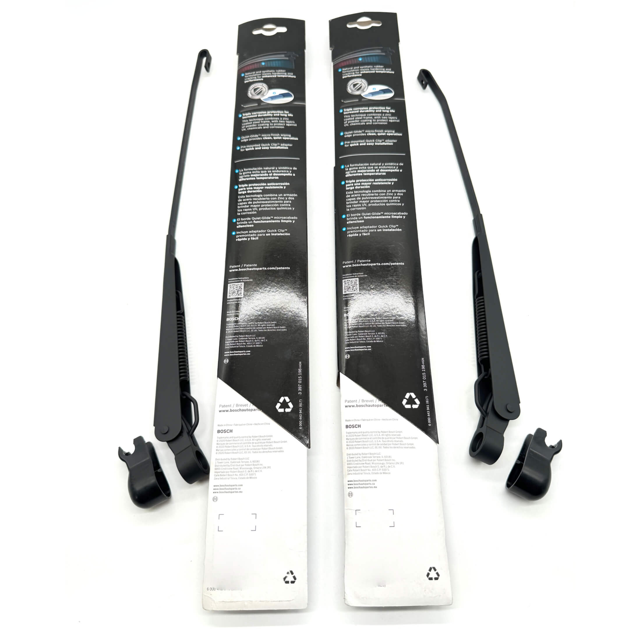 Back view of Honda OEM Wiper Arms and Bosch Microedge Wiper Blades Kit packaging for Honda Acty HA1, HA2, HA3, HA4 models 1988-1999