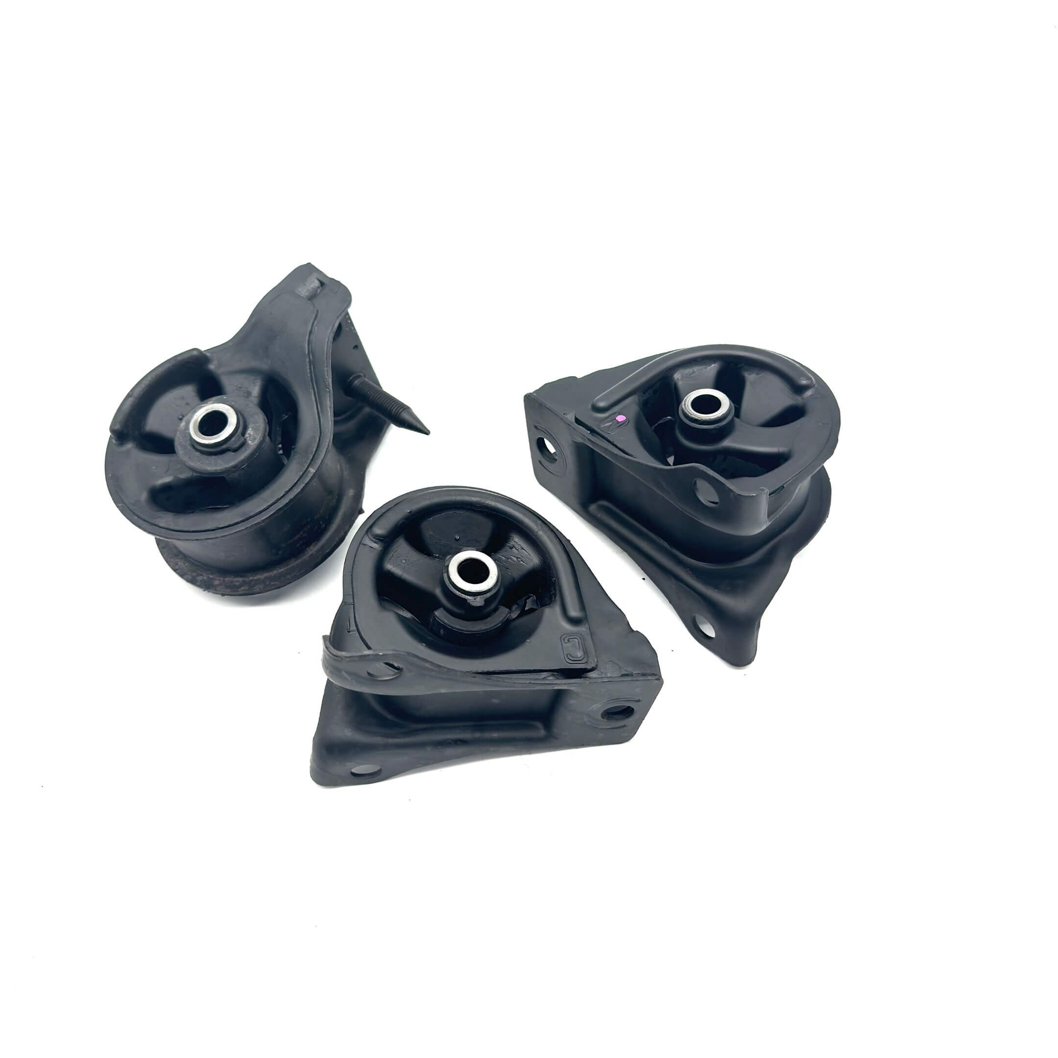 Full set of three engine mounts for Honda Acty Truck HA6, HA7 (1999-2009), includes front, left, and right mounts for manual transmission.