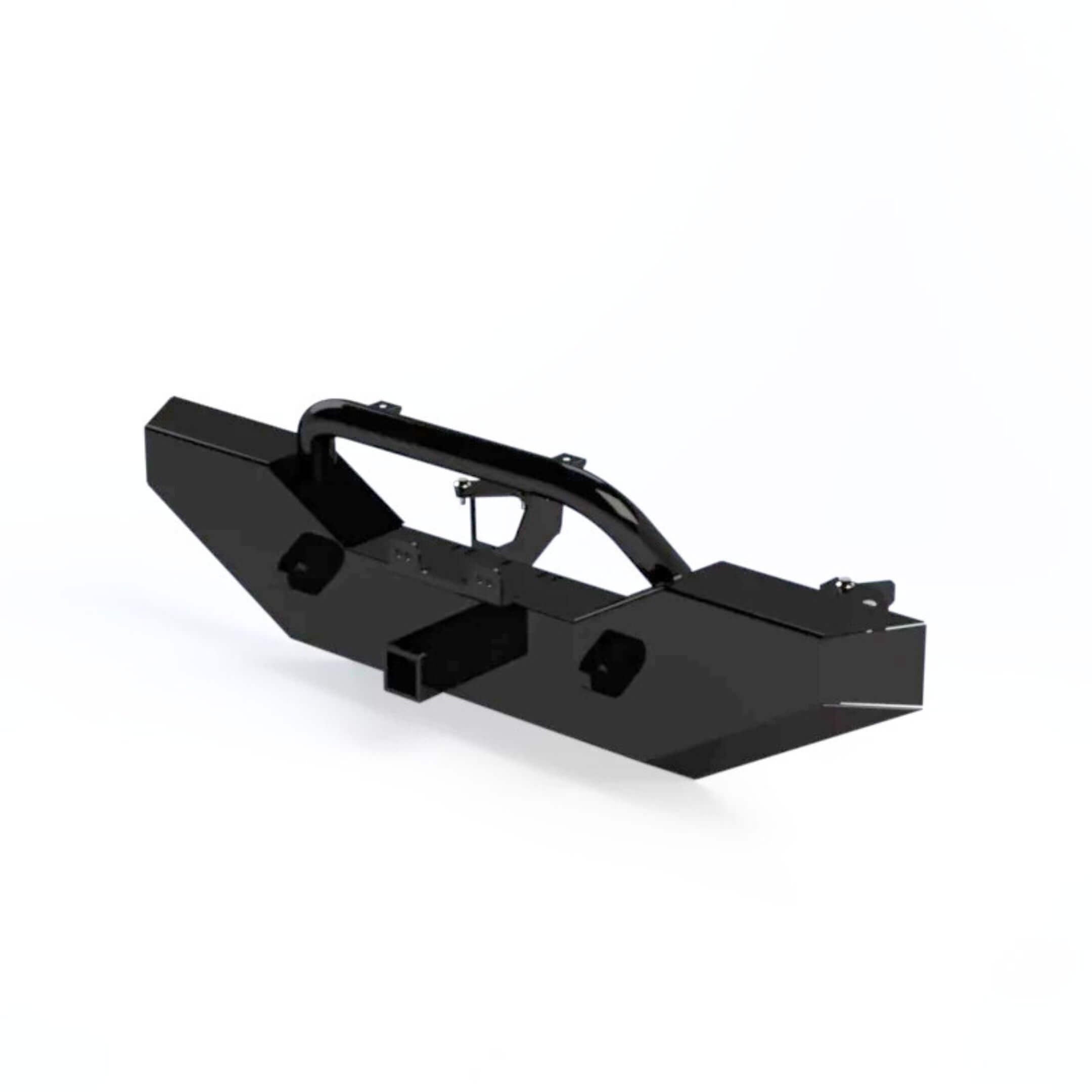 Rear angled render of Armor Front Bumper with 2” receiver.