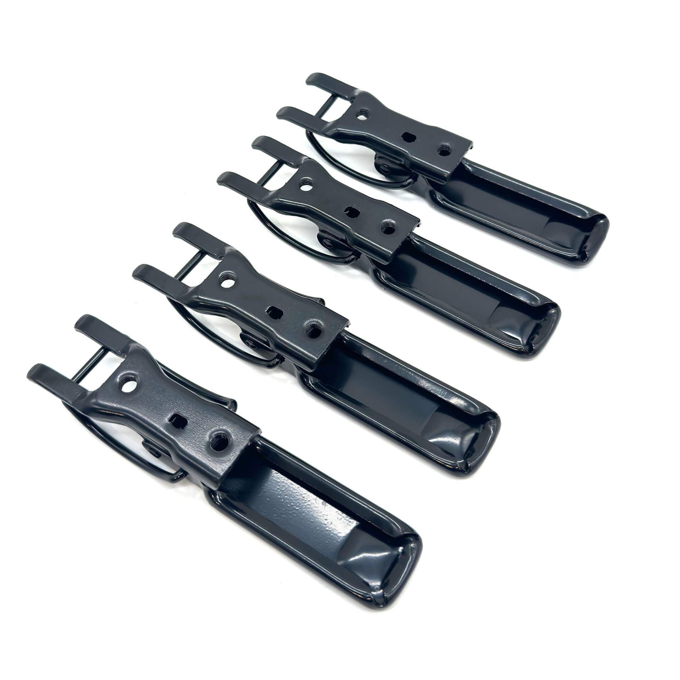 Rear angled view of Subaru Sambar TT1 TT2 4-piece bed gate latch assembly set 50701TA001.