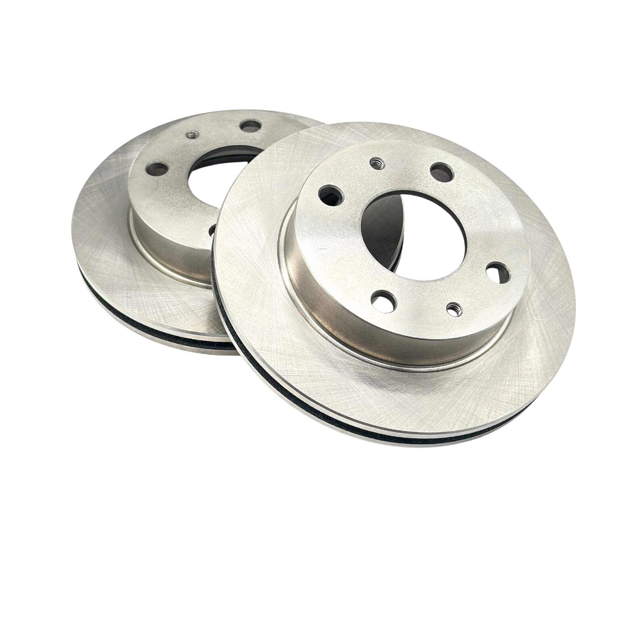 Brake Rotors - Right & Left - Subaru Sambar Wagon TW1, TW2 Models 1999-2012, silver, precision-engineered for optimal braking performance.
