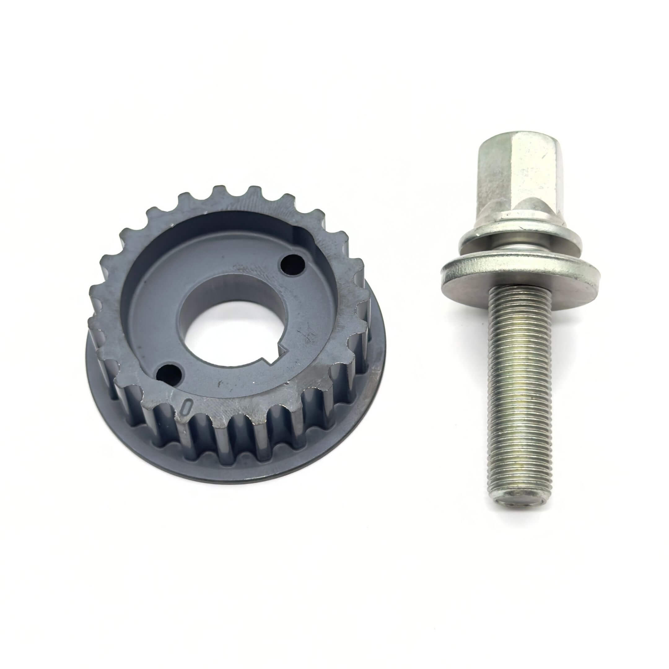Crankshaft Sprocket & Pulley Bolt Set for Subaru Sambar Truck TT1, TT2 Models 1999-2012, featuring a durable gray sprocket and silver bolt.