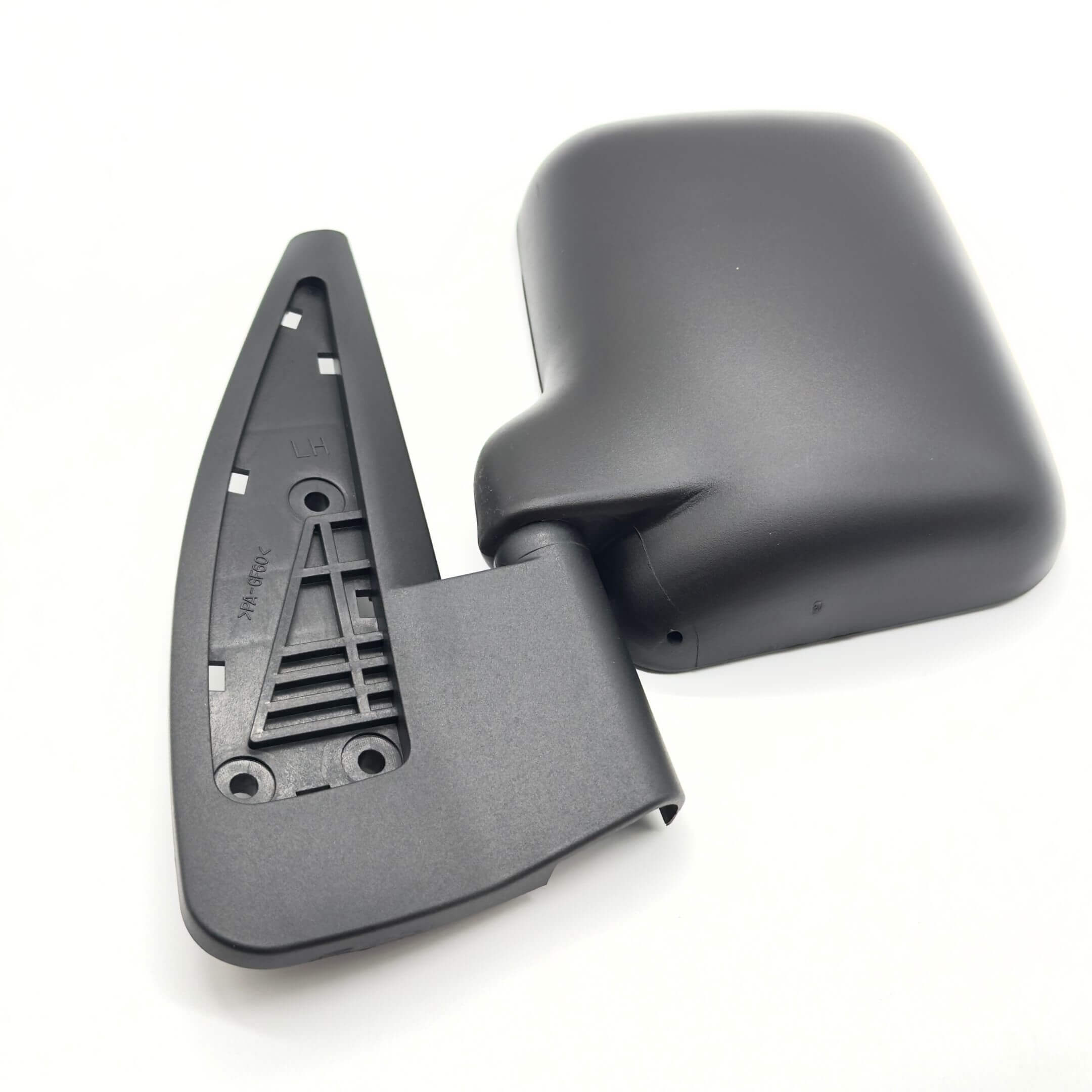 Black left-hand passenger side door mirror for Subaru Sambar Truck TT1, TT2 models, 1999-2012.