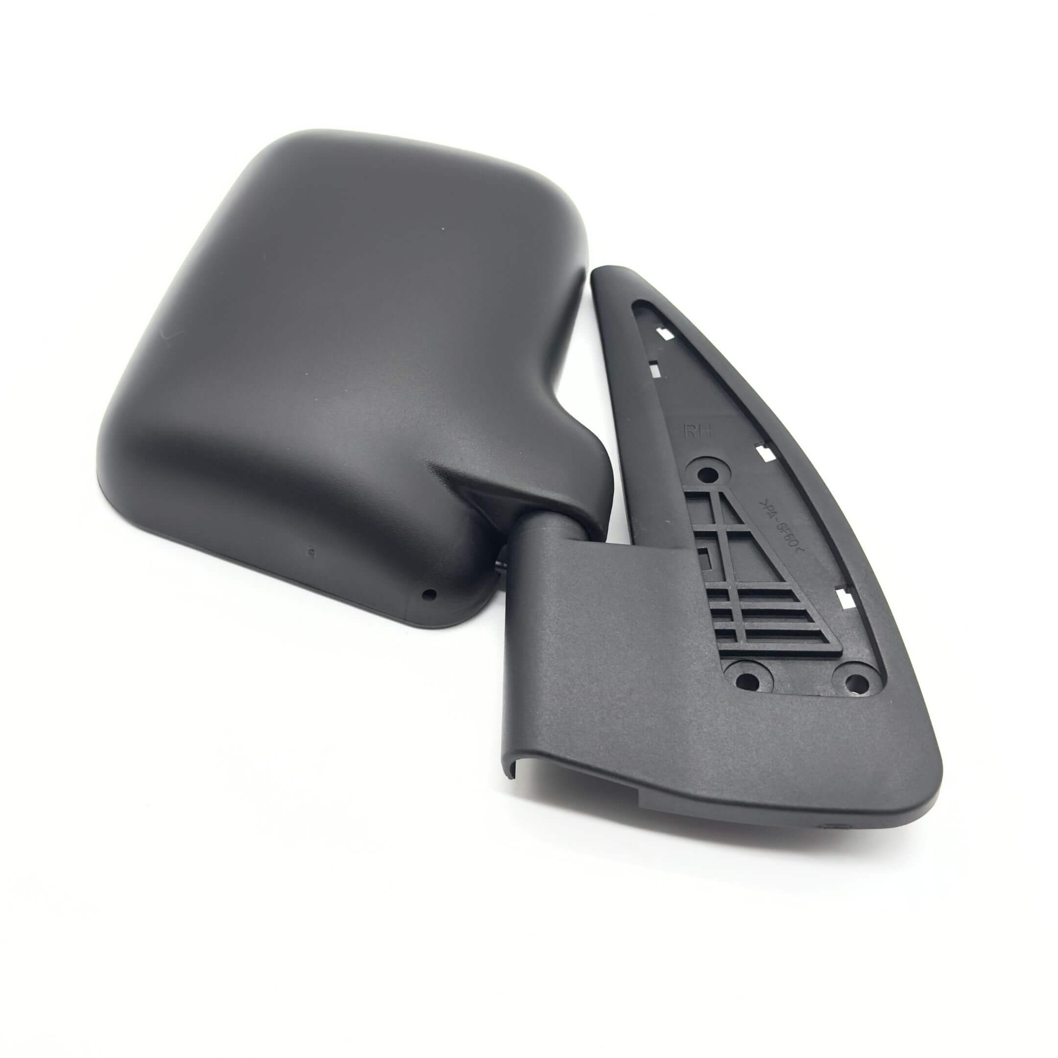 Black right-hand driver side door mirror for Subaru Sambar Van TV1, TV2 models, 1999-2012.