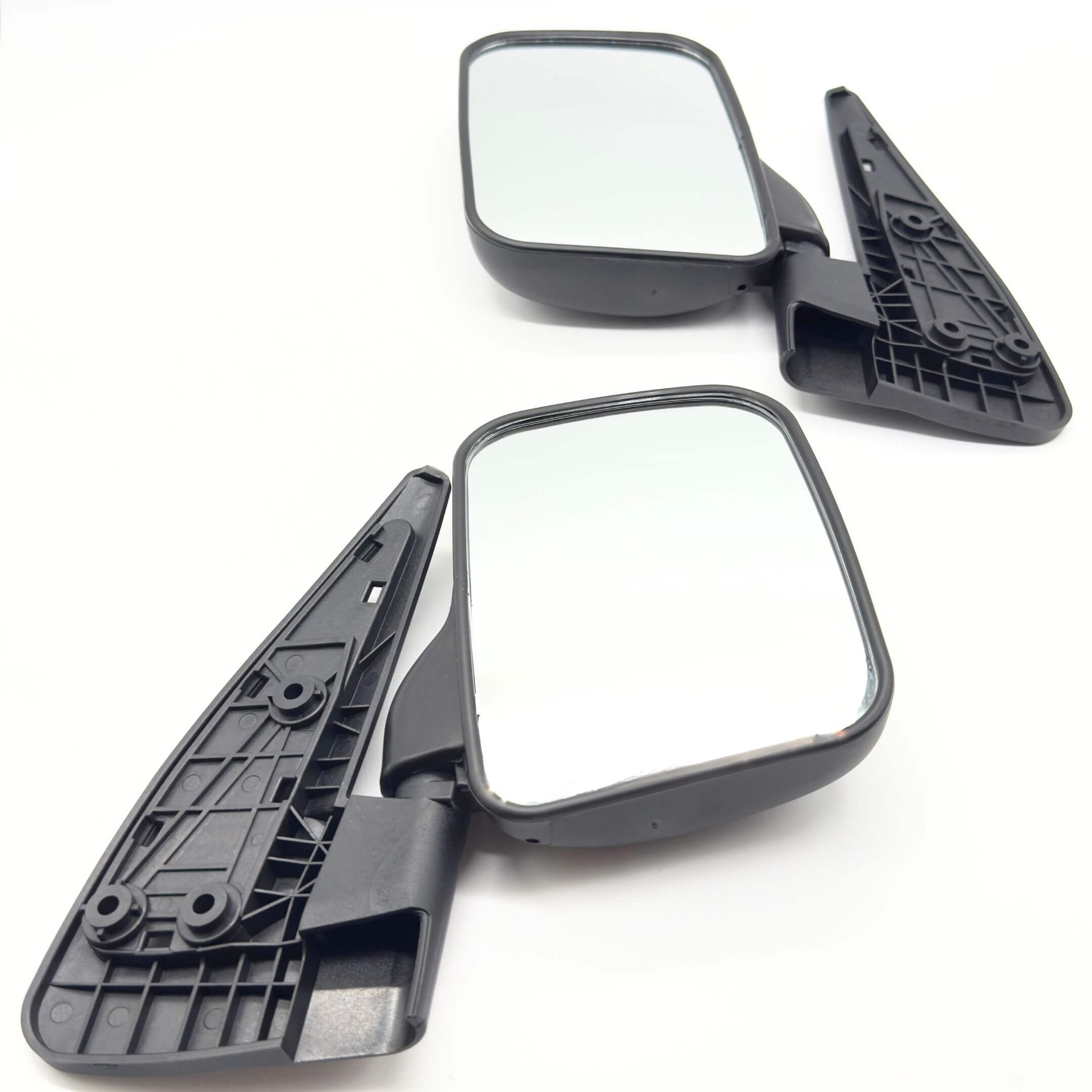 Door Mirror Set for Subaru Sambar Van TV1, TV2 Models (1999-2012), featuring black right-hand driver side and left-hand passenger side mirrors.