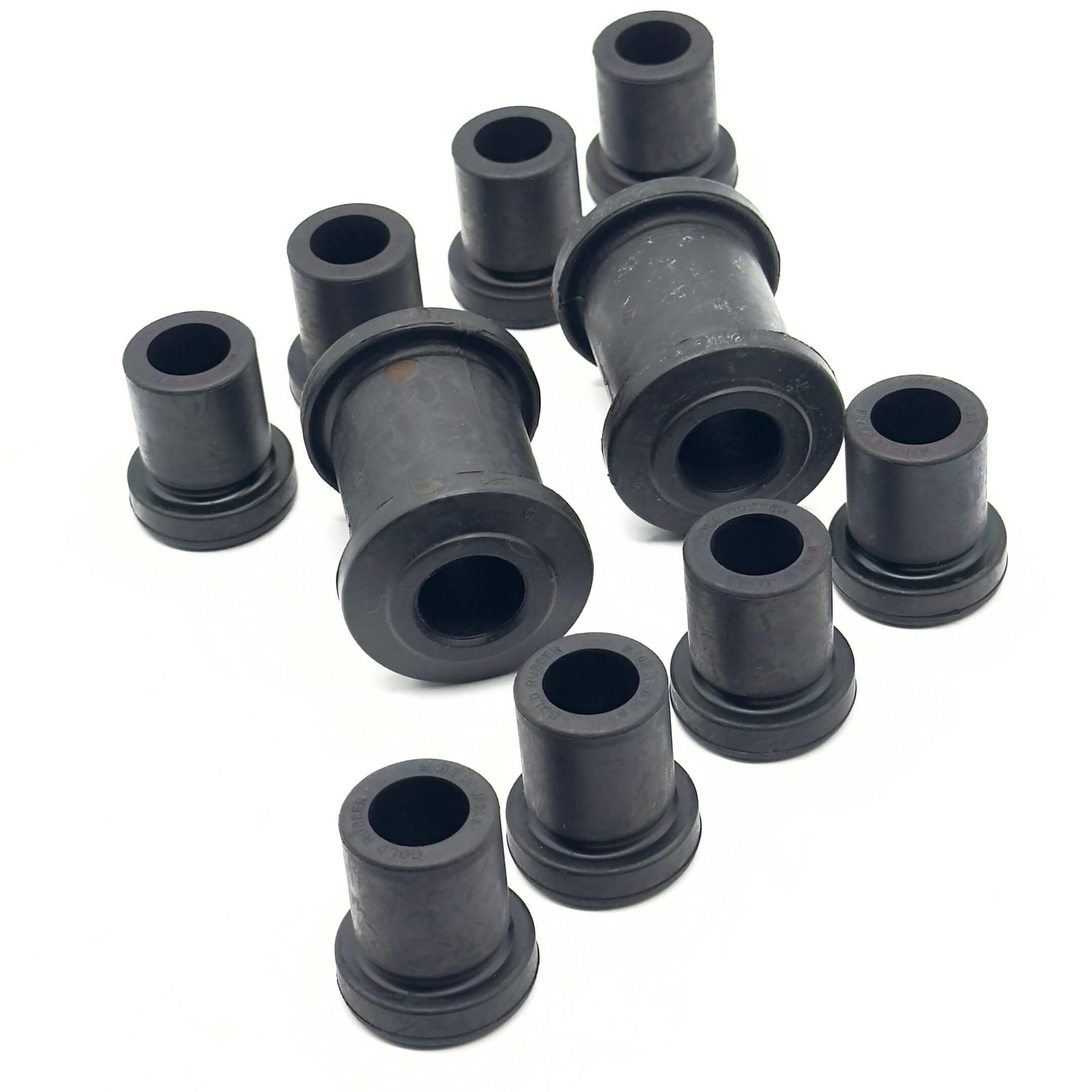 Leaf Spring Bushing Kit for Honda Acty Van Models HH3, HH4 (1990-1999), featuring durable black rubber components for front and rear, left and right installation.