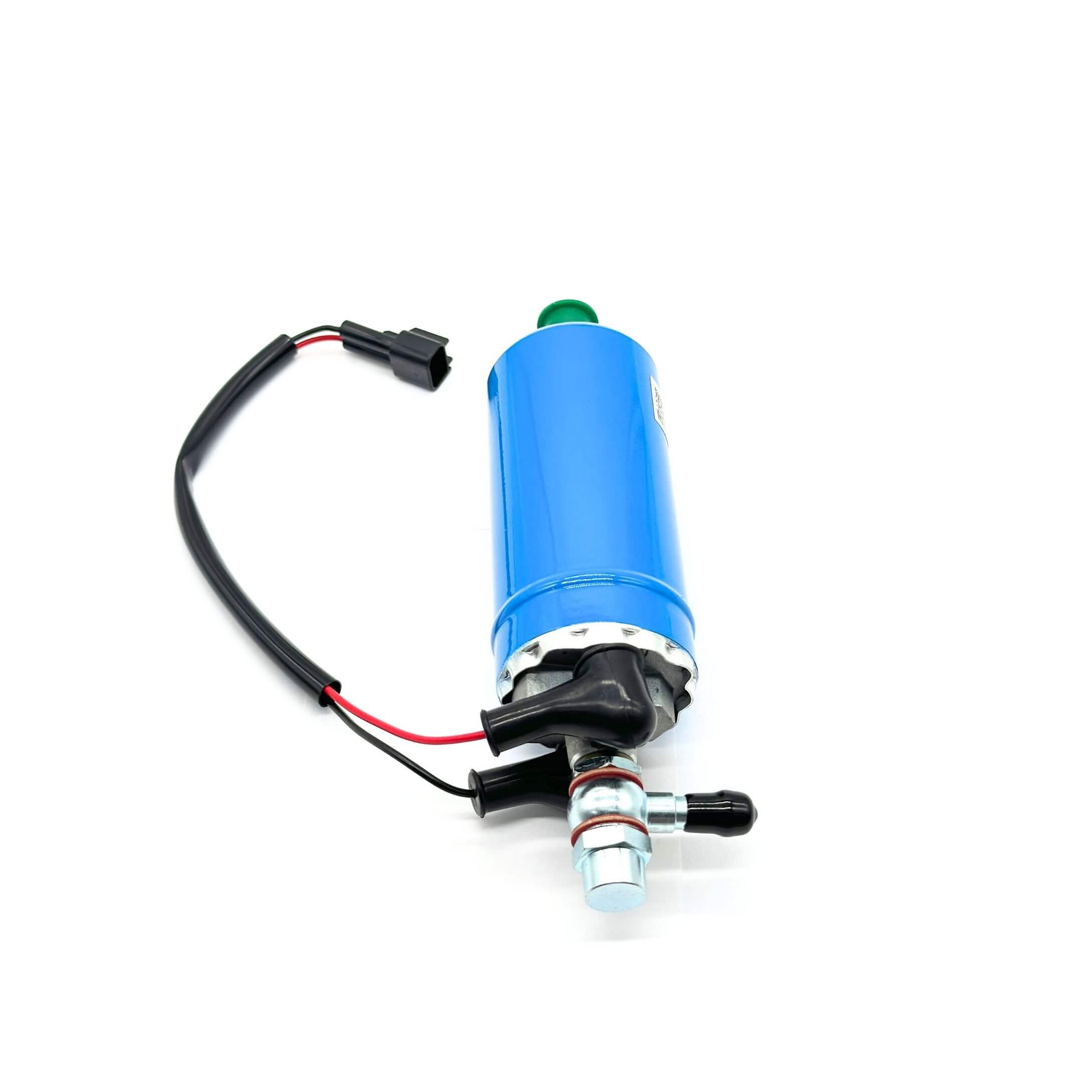 Blue aftermarket fuel pump for Subaru Sambar Van TV1, TV2 models, 1999-2012, featuring electrical connectors and metal fittings.