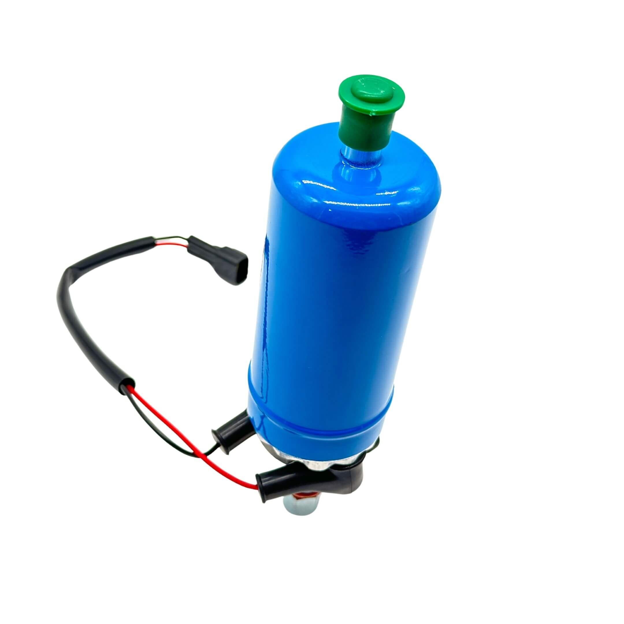 Blue aftermarket fuel pump for Subaru Sambar Van TV1, TV2 models (1999-2012) with wiring connectors.