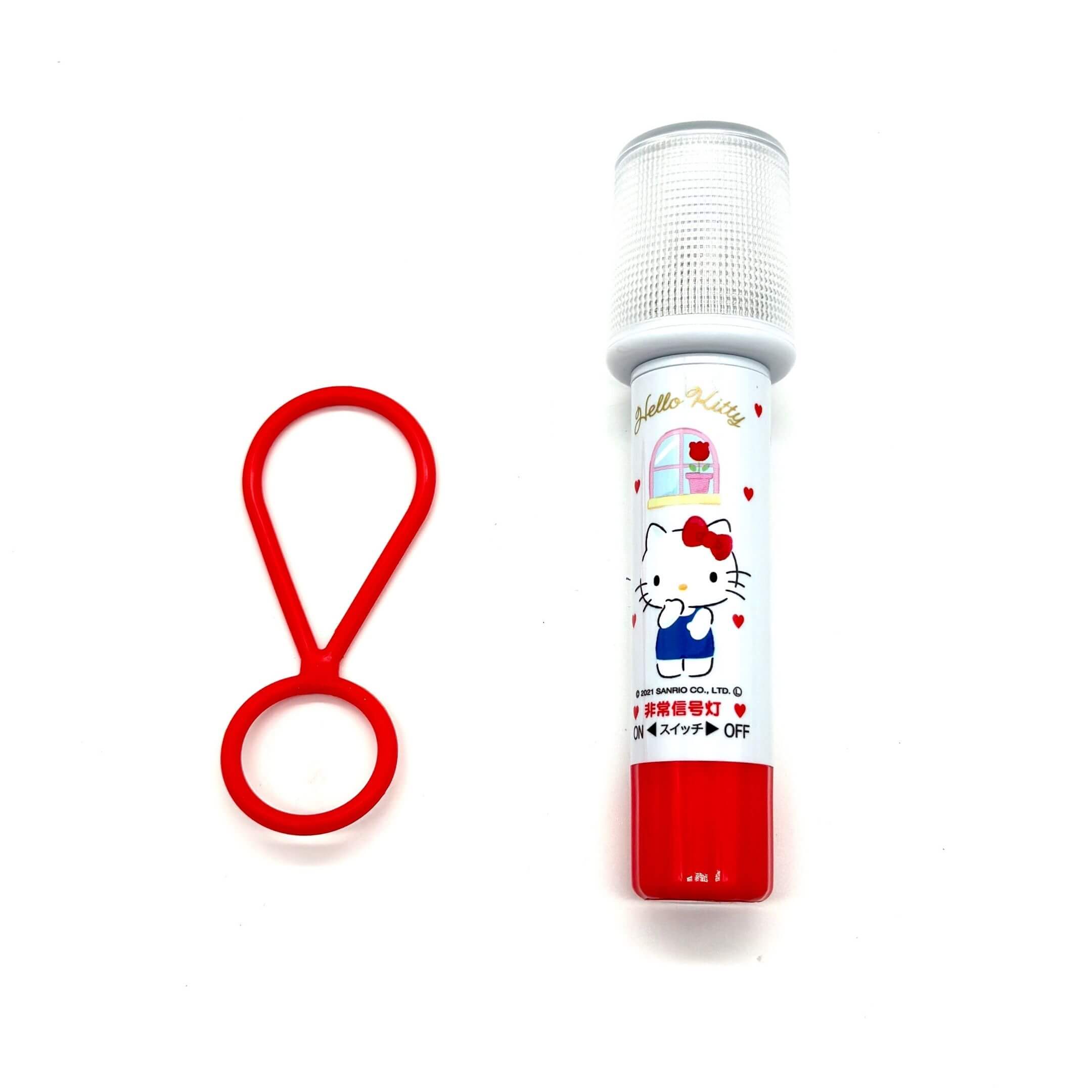 Hello Kitty Emergency Flare LED Strobe Light for Kei Truck Safety, featuring a white and red design with Hello Kitty graphics.