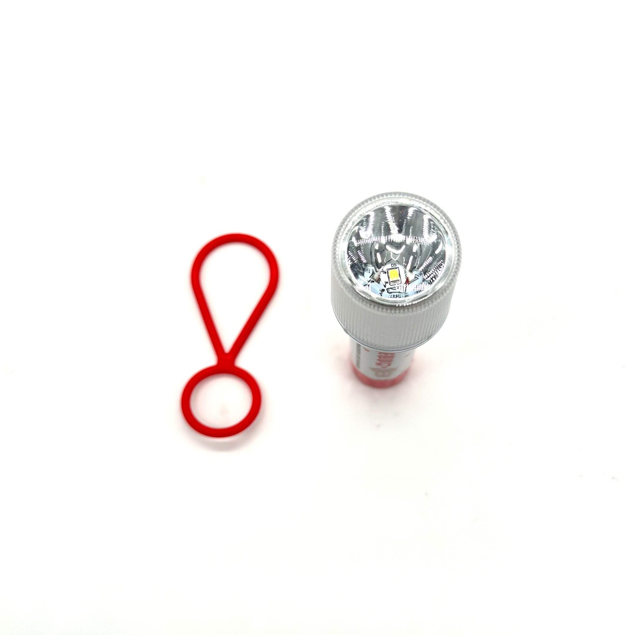 Hello Kitty Emergency Flare LED Strobe Light for Kei Truck Safety, featuring a compact design with a red attachment loop.