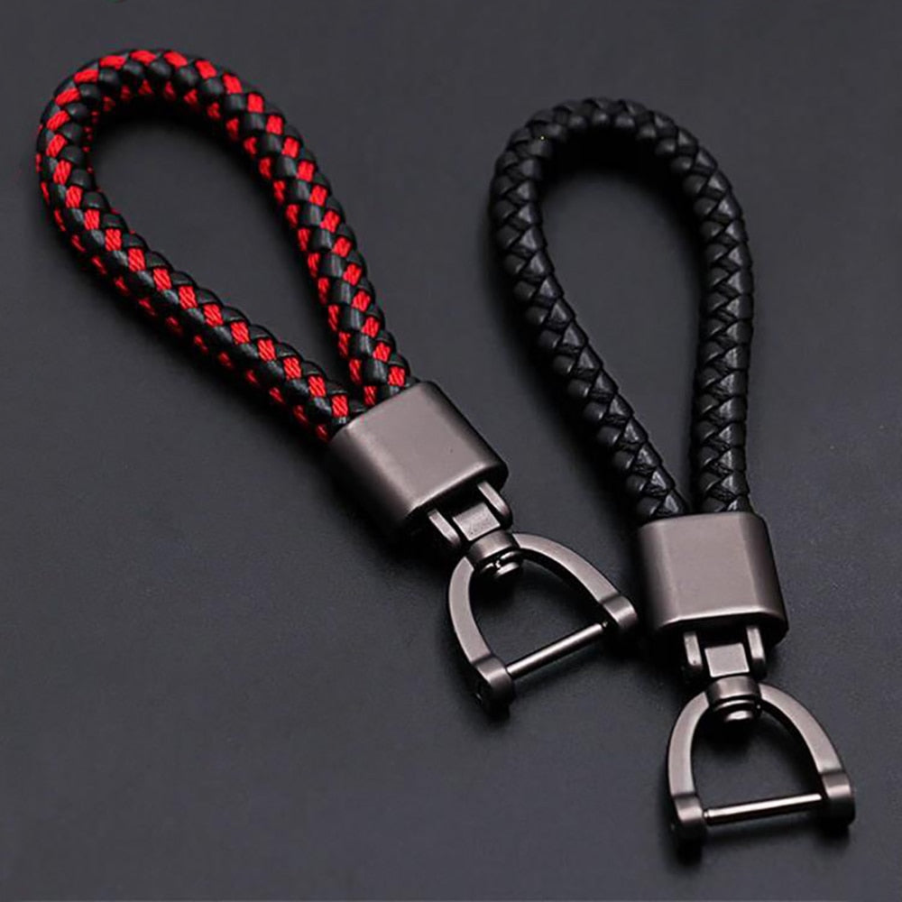 Premium Rotatable Keychain - Hand-Woven Leather with Horseshoe Buckle for Kei Truck Owners