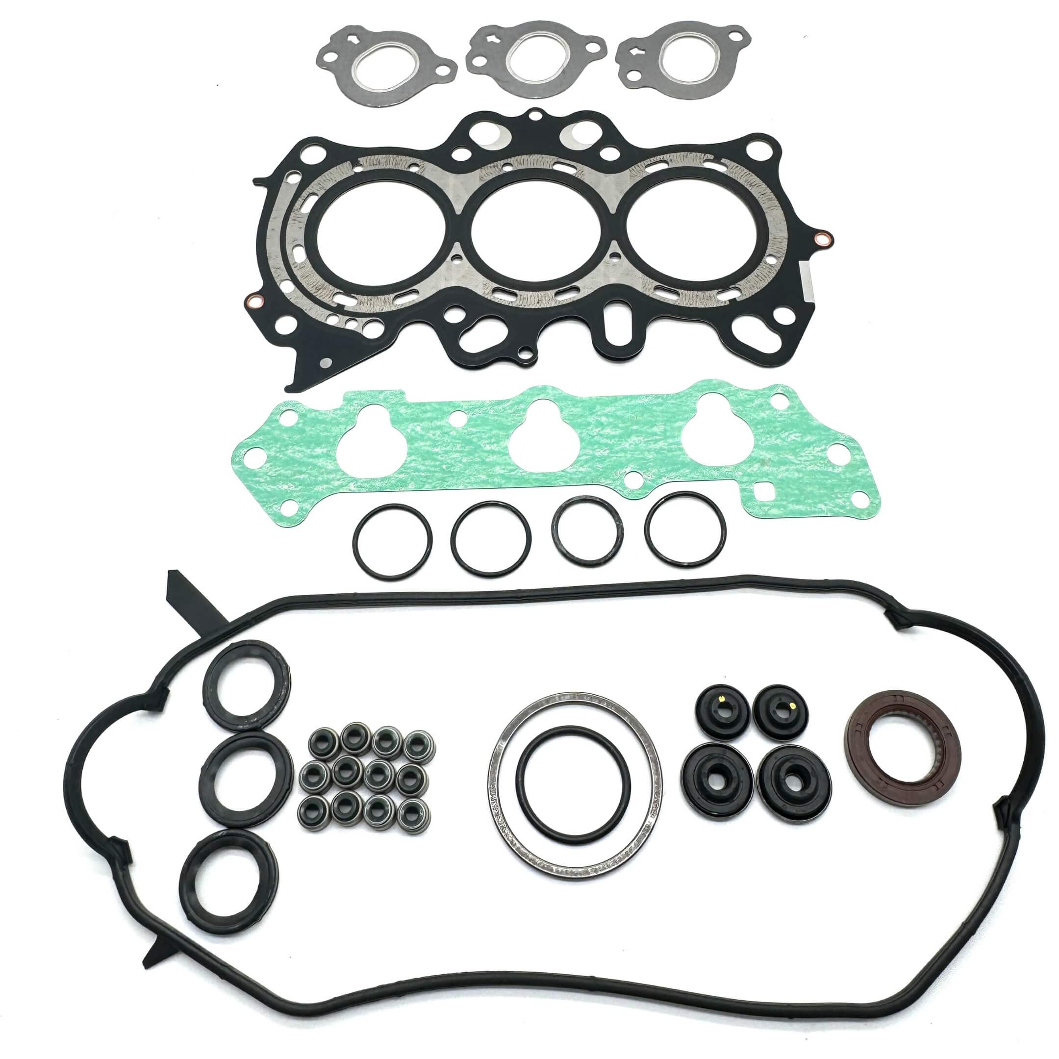 Comprehensive gasket replacement kit for Honda Acty HA3, HA4 models from 1990-1999, including head gaskets, oil seals, and valve stem seals, ensuring complete engine protection.