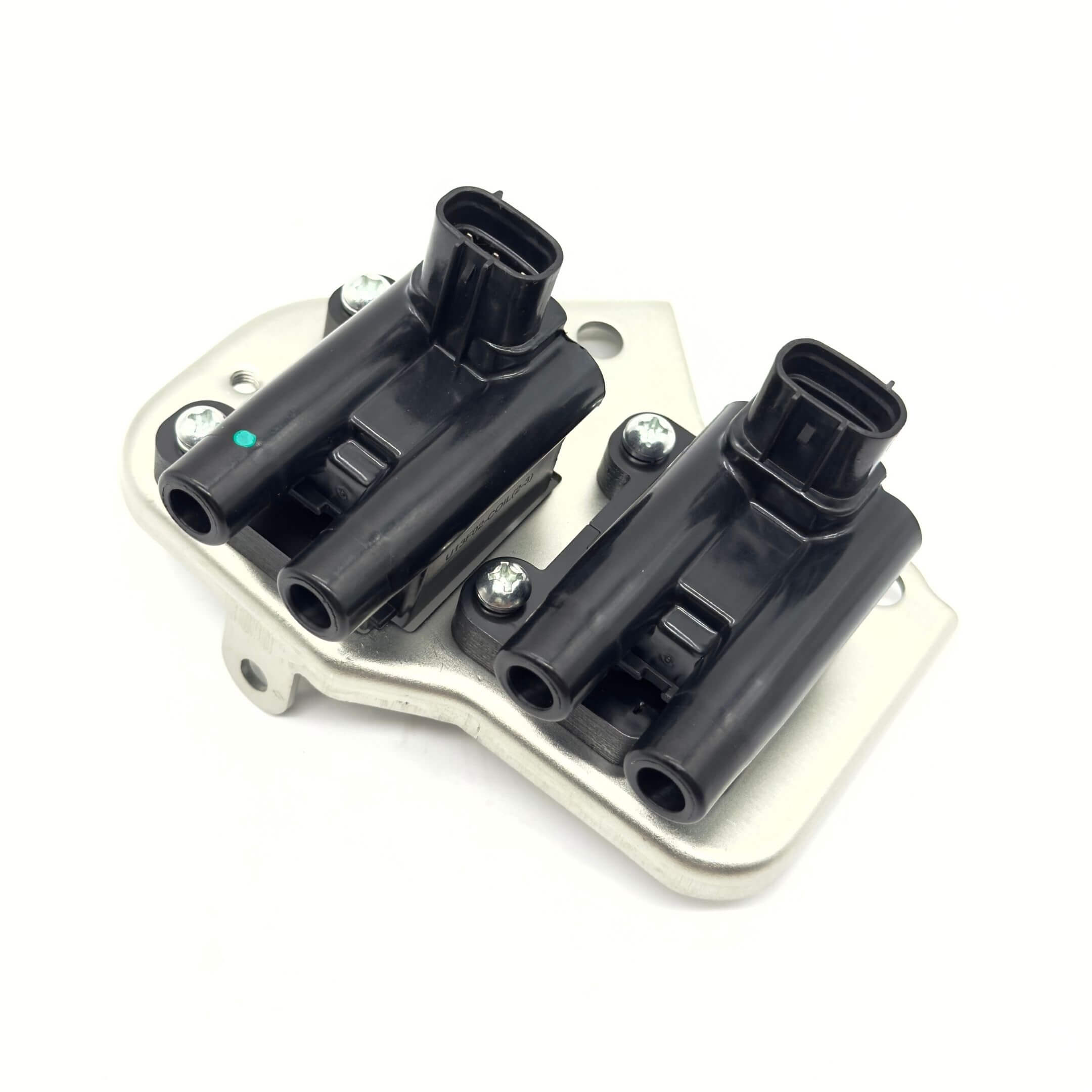 Ignition Coil Assembly for Subaru Sambar Truck TT1, TT2 Models 1999-2012, featuring a dual black coil design on a silver mounting plate.