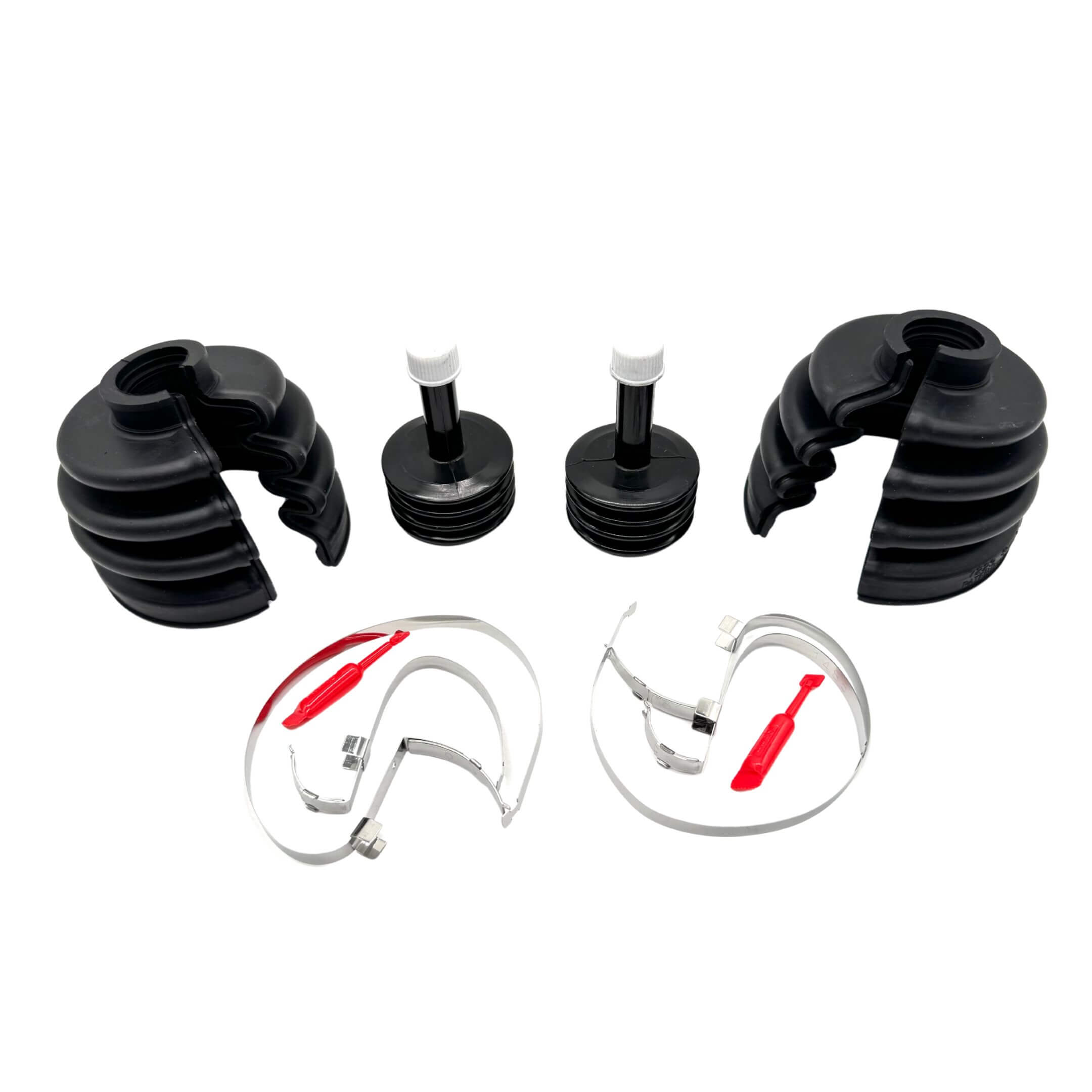 Outer Drive Shaft Split Boot Set for Subaru Sambar Wagon TW1, TW2 Models 1999-2012, featuring black rubber boots, clamps, and grease applicators.