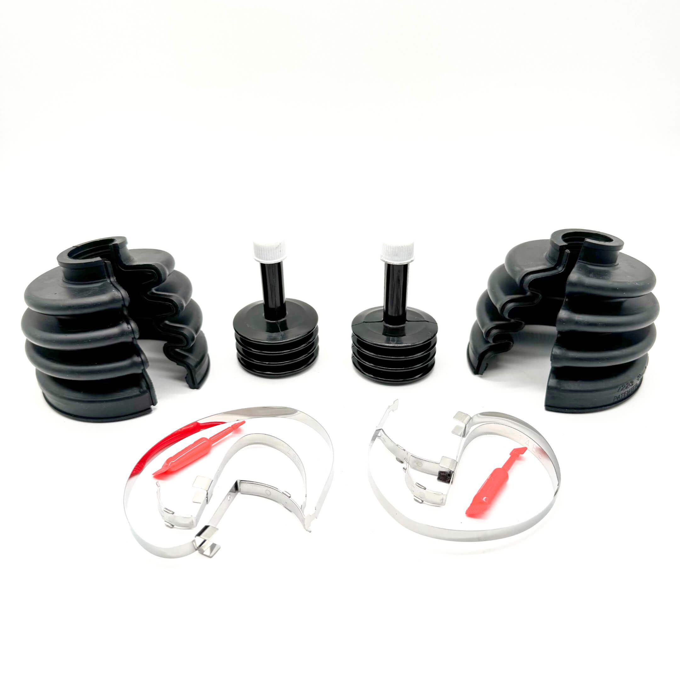 Inner Drive Shaft Split Boot Set for Subaru Sambar Truck TT1, TT2 Models (1999-2012), featuring black rubber boots and metal clamps for both right and left sides.