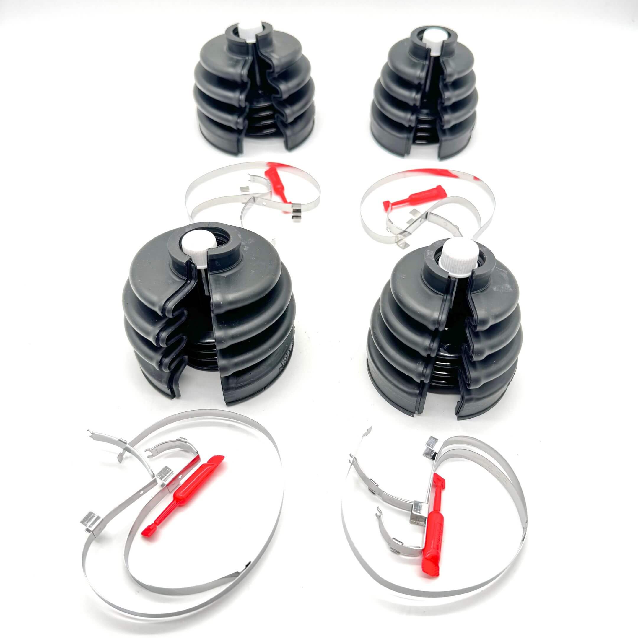 Inner & Outer Drive Shaft Split Boot Complete Kit for Subaru Sambar Wagon TW1, TW2 Models 1999-2012, featuring black rubber boots and metal clamps.