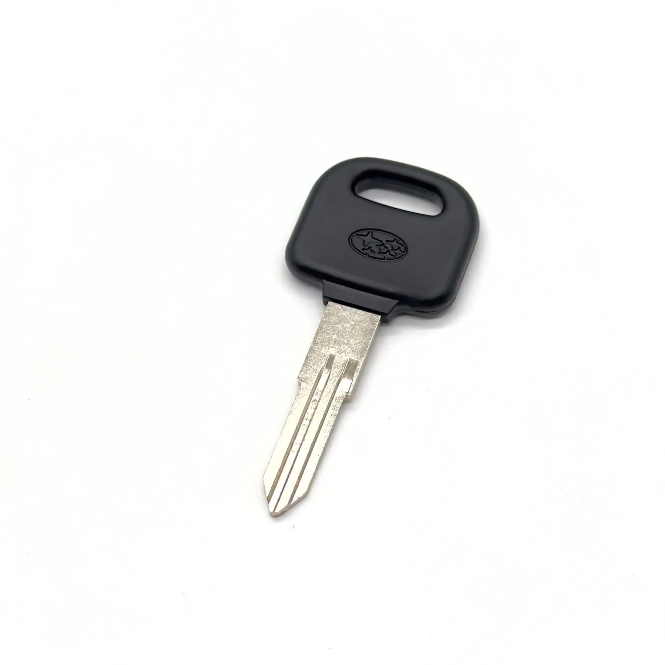 Master Key Blank for Subaru Sambar Truck TT1, TT2 Models (1999-2012), featuring a black plastic head and metal blade.