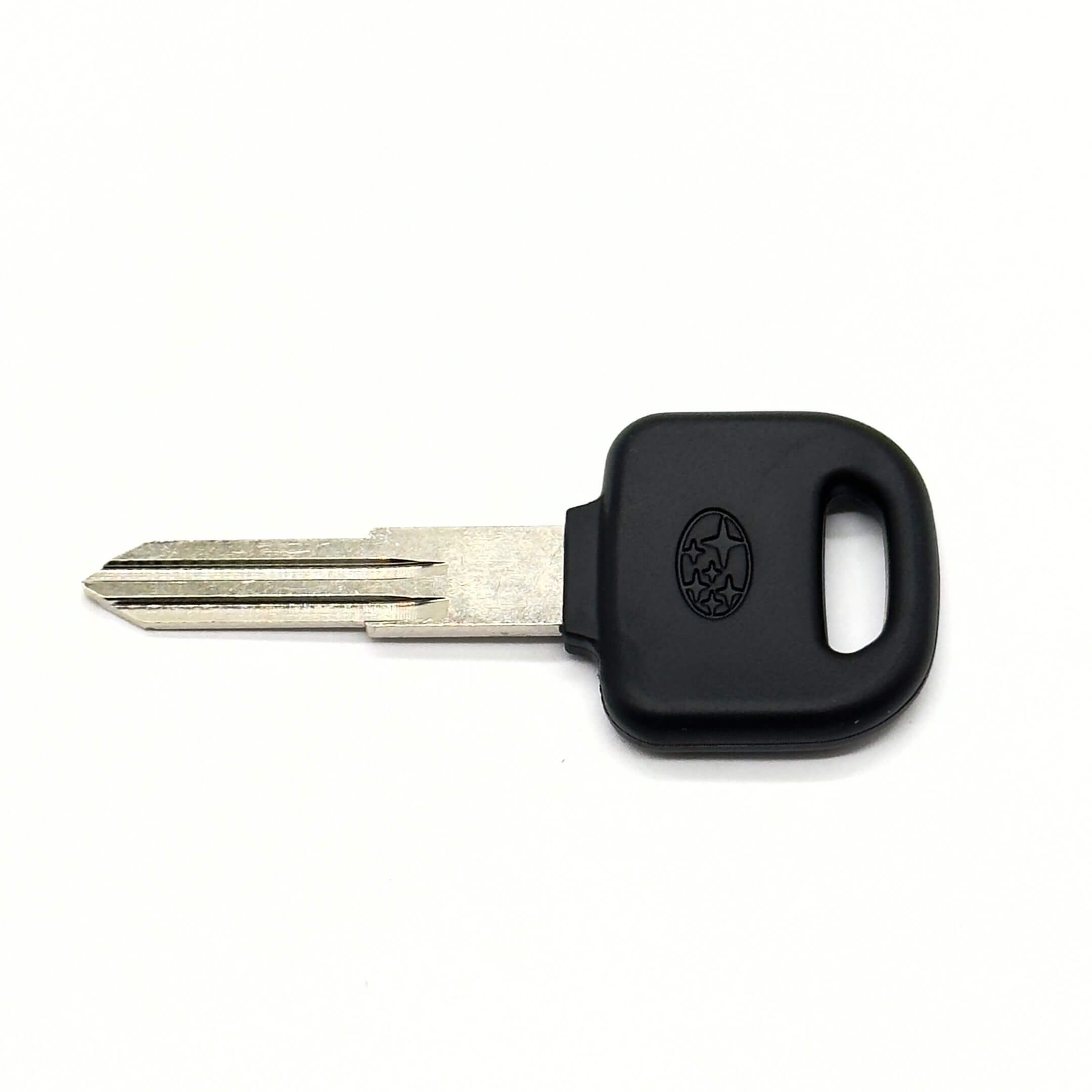 Master Key Blank for Subaru Sambar Truck TT1, TT2 Models (1999-2012), featuring a black plastic head and metal blade.