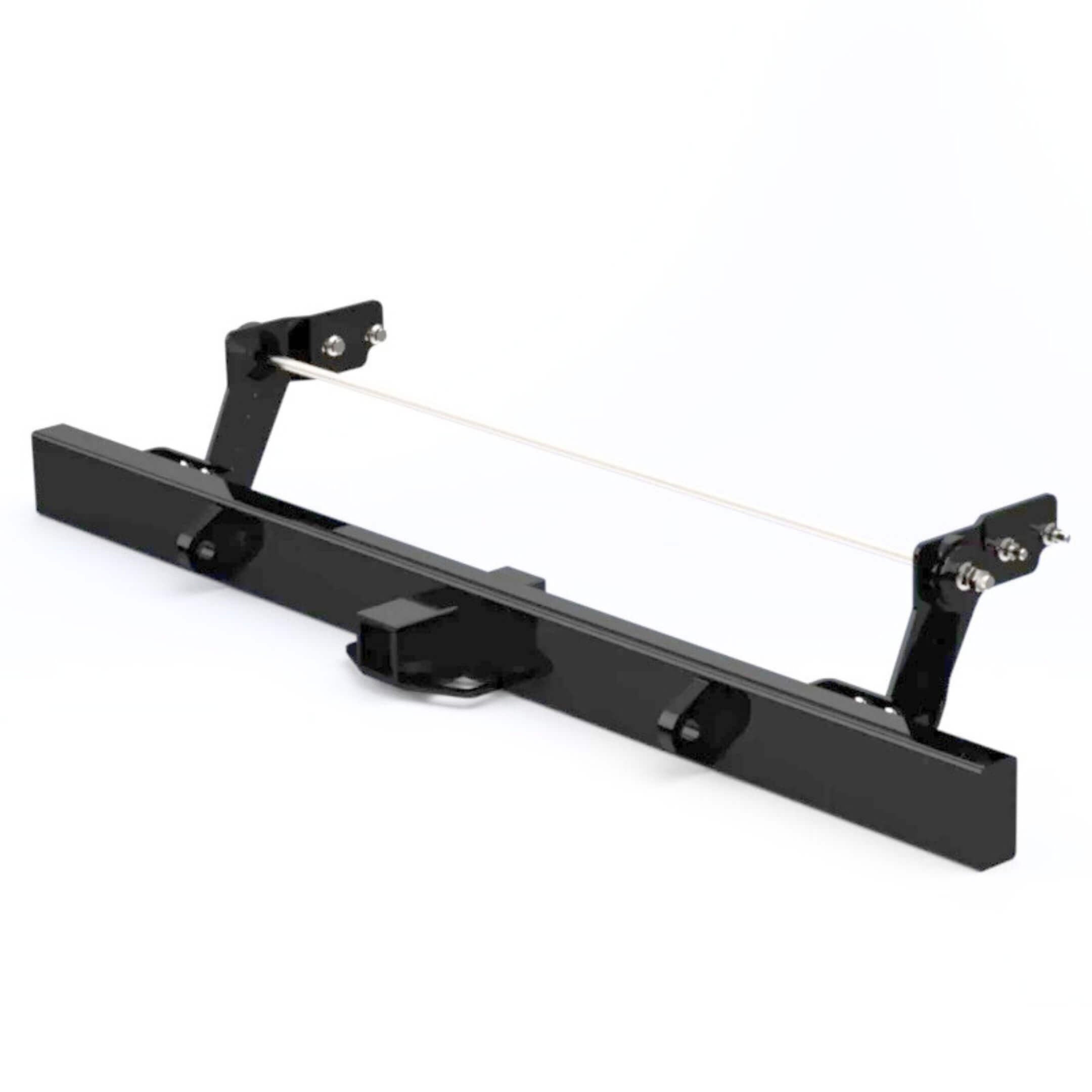Mitsubishi Minicab U41T/U42T (1990–1999) black powder-coated rear bumper reinforcement bar with integrated mounting brackets for enhanced exterior protection and tow hitch compatibility – Exterior Body collection.