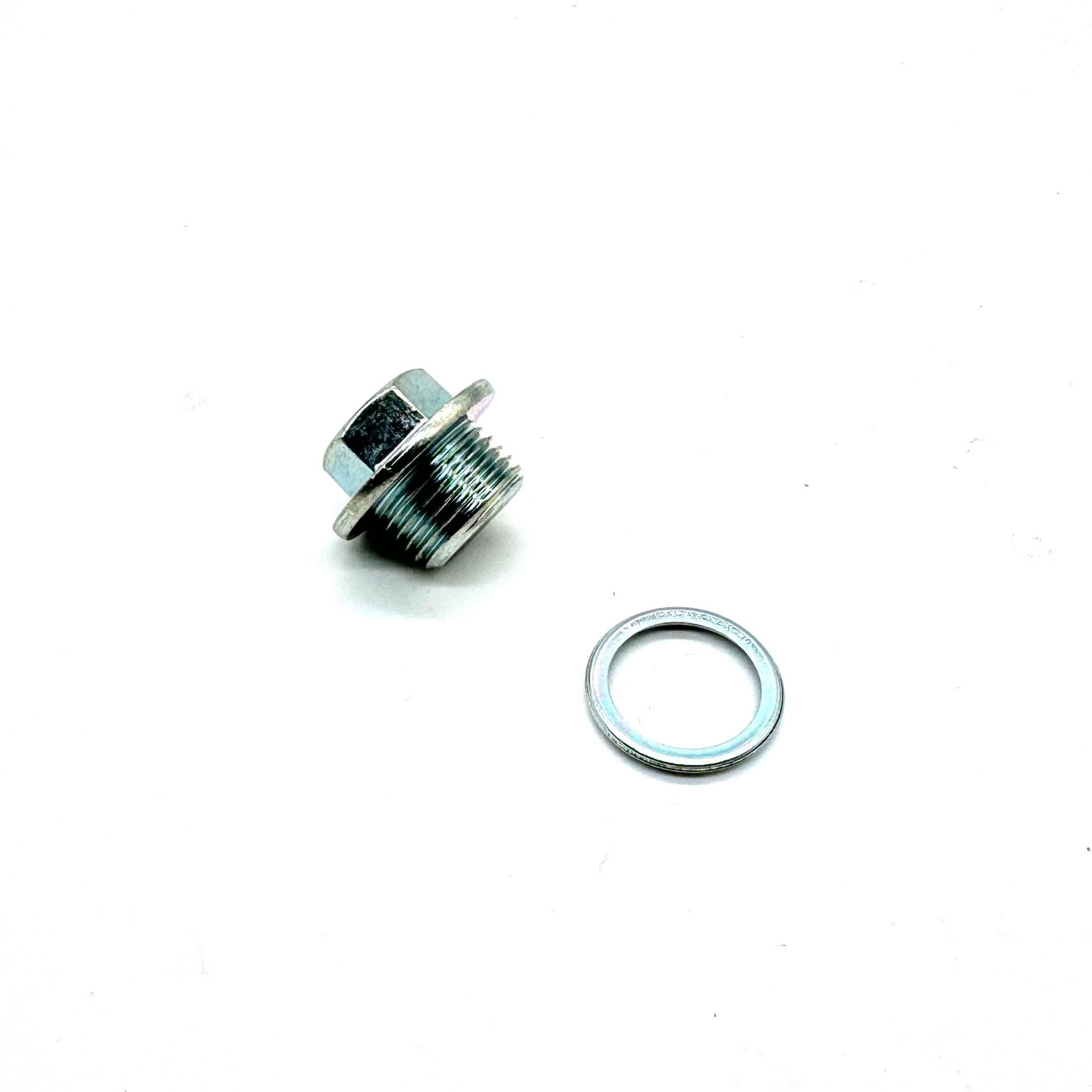Oil Drain Plug for Subaru Sambar Van TV1, TV2 Models (1999-2012), silver, includes washer.