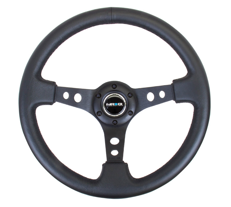 NRG 350mm Black Leather Steering Wheel RST-006bk