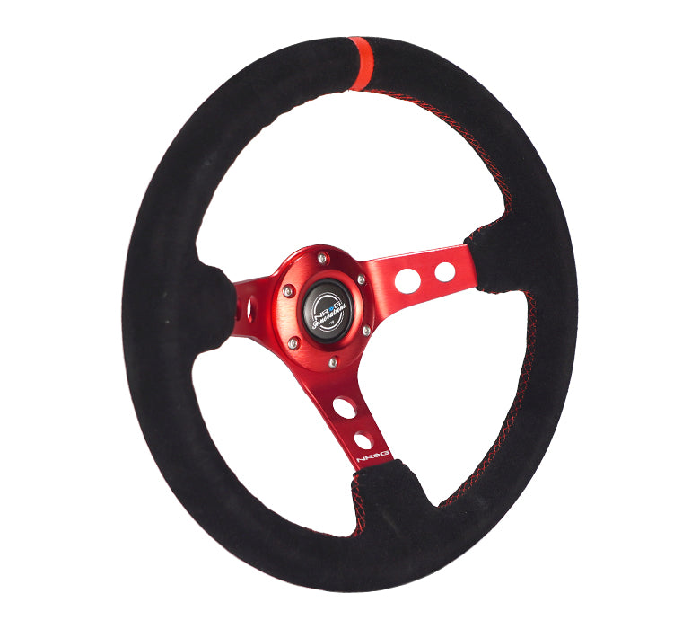 Black Leather Wheel with Radiant Red Stitching RST-006S-RD