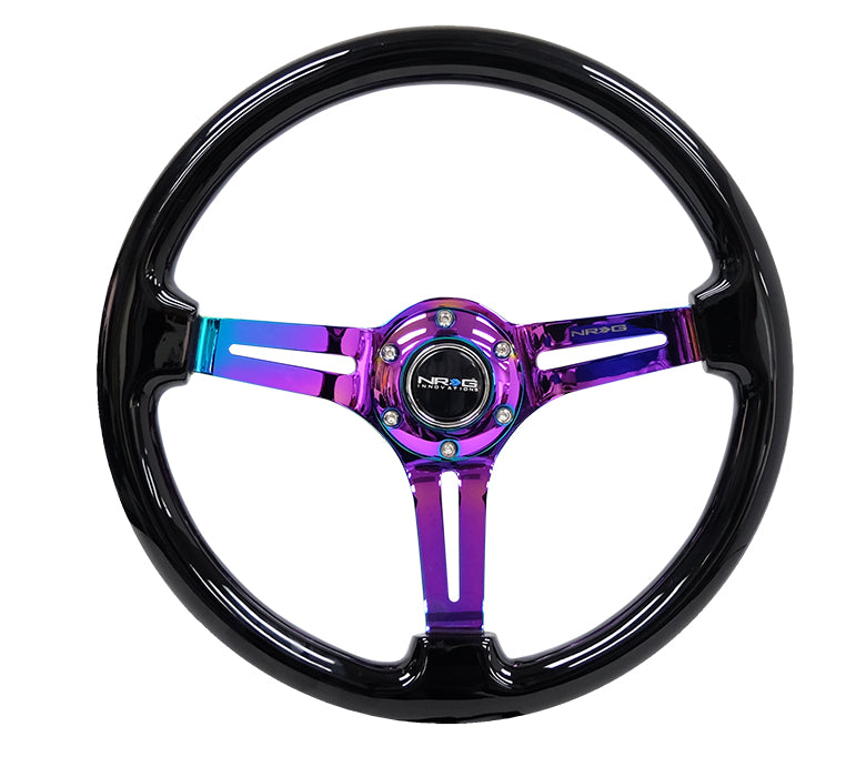 RST-018BK-MC NRG Neochrome & Black Wood Steering Wheel 350mm