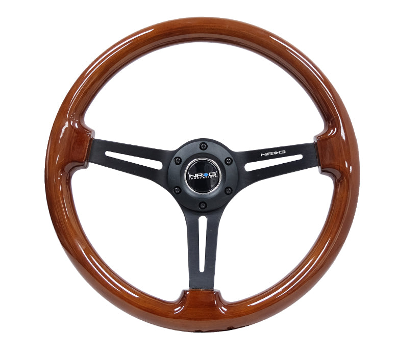 RST-018BR-BK Oiwa NRG 350mm Brown Wood & Black Matte Steering Wheel