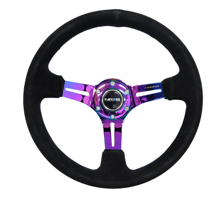 NRG 350mm Deep Dish Suede Steering Wheel with Neochrome Spoke RST-018S-MCBS