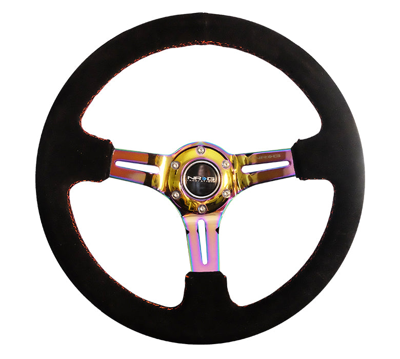RST-018S-MCRS NRG 350mm suede steering wheel with red stitch.
