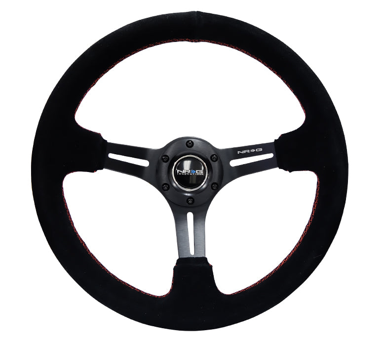 RST-018S-RS NRG 350mm suede steering wheel with red stitch