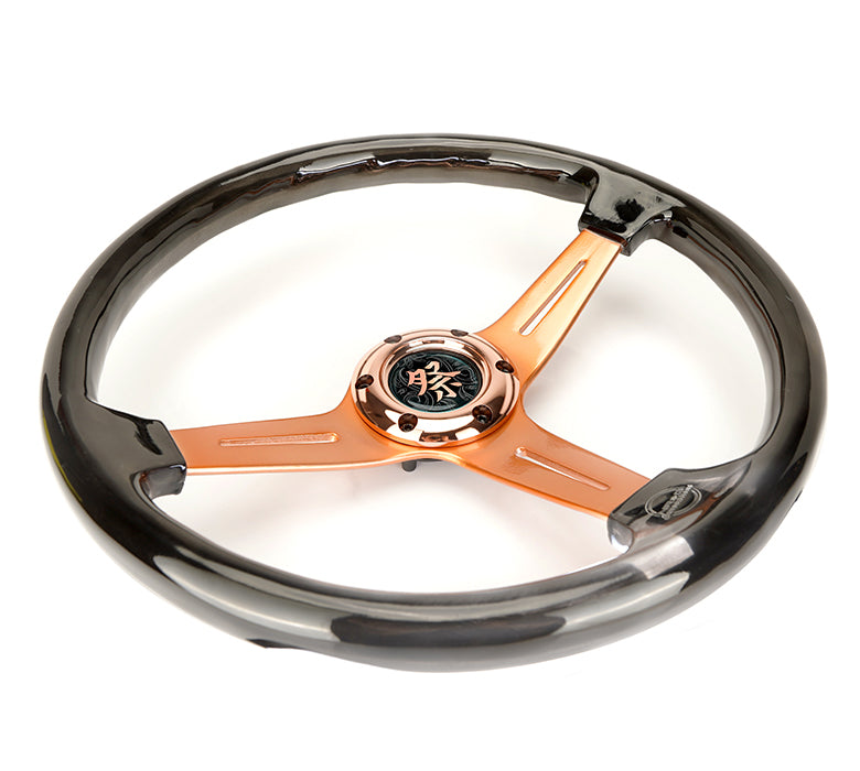 RST-027RG-SM Rose Gold Slit Spokes on NRG 350mm Steering Wheel.