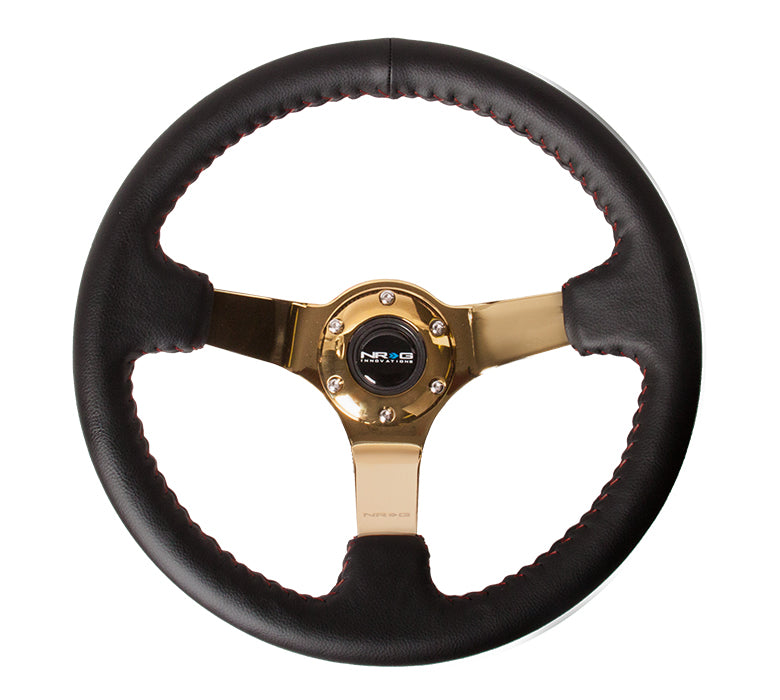 NRG 350mm Steering Wheel with Chrome Gold Spoke RST-036GD