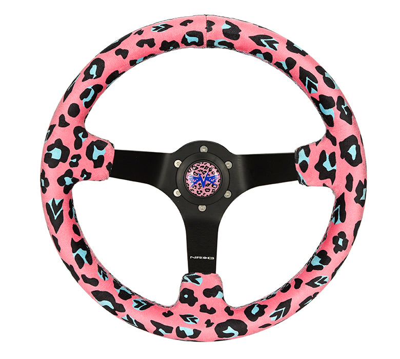 RST-036MB-SV-PK NRG Savage Pink Leopard Vegan Steering Wheell