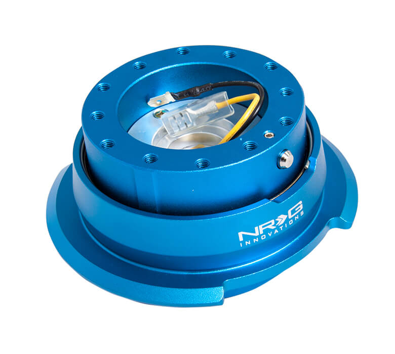 NRG Quick Release Kit SRK-280BL Gen 2.8 in Blue with Blue Ring, Featuring Secure Latch and Precision Engineering for Enhanced Steering Control in Japanese Mini Trucks