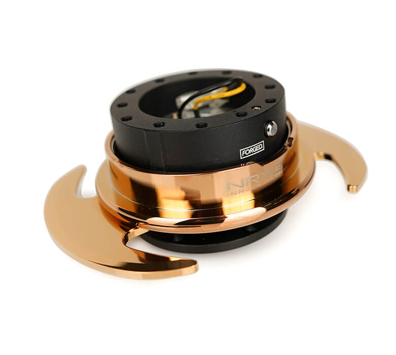 NRG Quick Release Kit - Black Body with Chrome Rose Gold Ring and Handles - Gen 3.0 - SRK-650BK-CRG, close-up view showing sleek design and sturdy build.