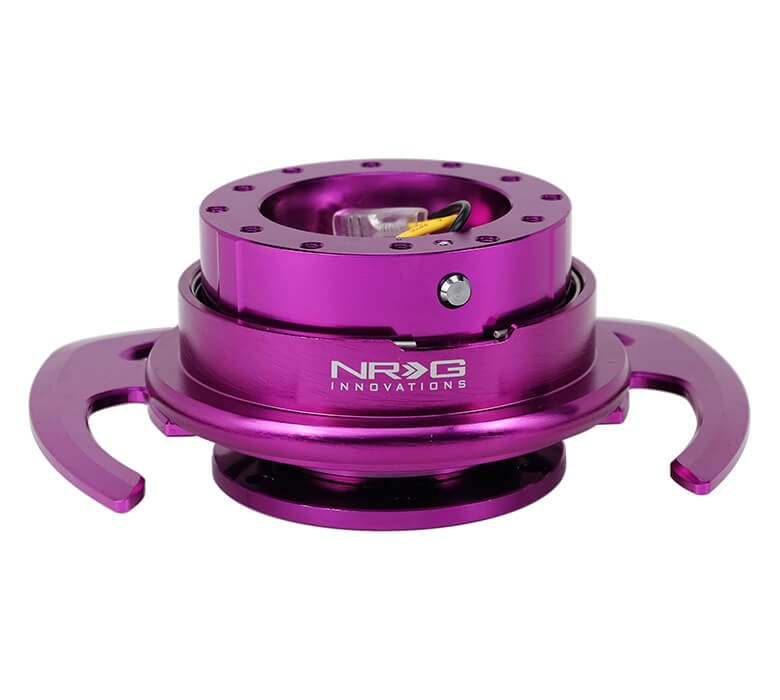 Front view of NRG Gen 4.0 Quick Release Kit SRK-700PP-PP with Purple Body, Purple Ring, and Handles for Japanese mini trucks