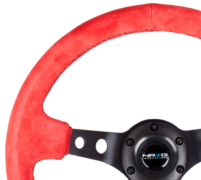 Red Suede Deep Dish Steering Wheel 350MM