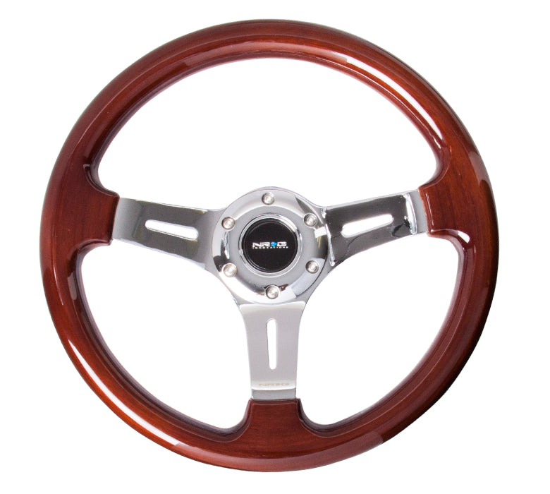 NRG Classic Wood Grain 330mm Wheel with Chrome Spokes