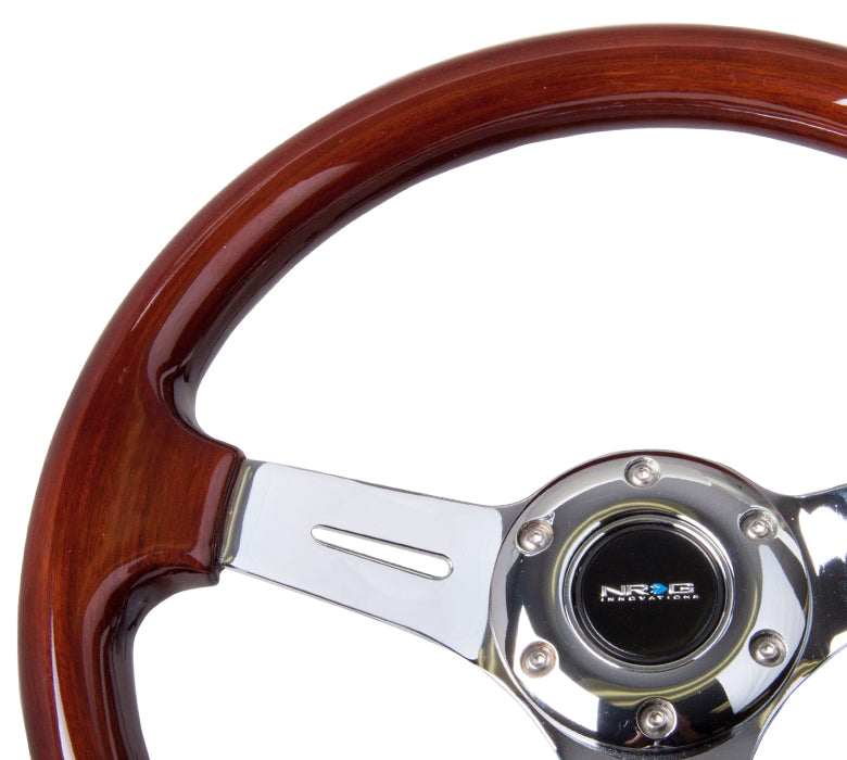 Elegant Wood Finished Wheel with 3-Spoke Chrome Center