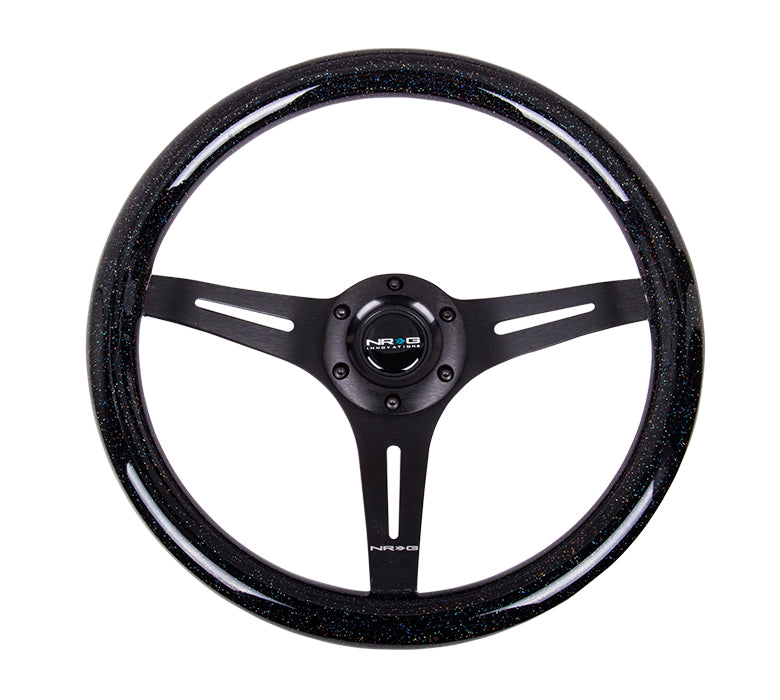 NRG 350mm Black Sparkled Wood Grain Steering Wheel
