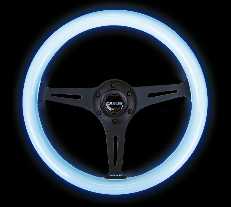 NRG Luminor Wood Grain Wheel with Blue Glow Grip - Oiwa Exclusive