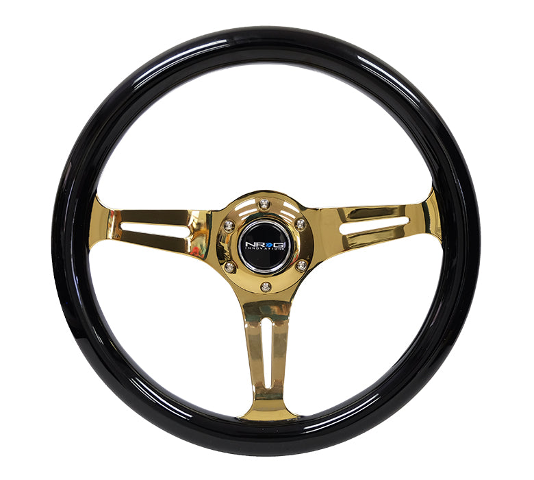 NRG Black Wood Grain Wheel with Gold Chrome Spokes