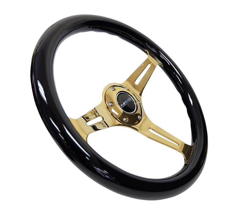 NRG Black Wood Grain Wheel with Gold Chrome Spokes