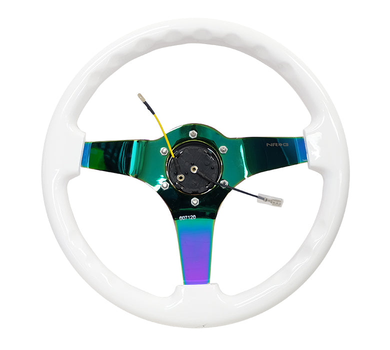 NRG Steering Wheel 350mm White Wood Neo Chrome Spokes - RST-036WT-MC