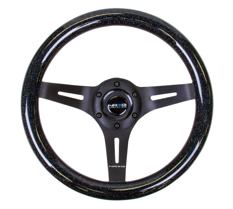 NRG 310mm Black Sparkled Wood Steering Wheel Oiwa Exclusive