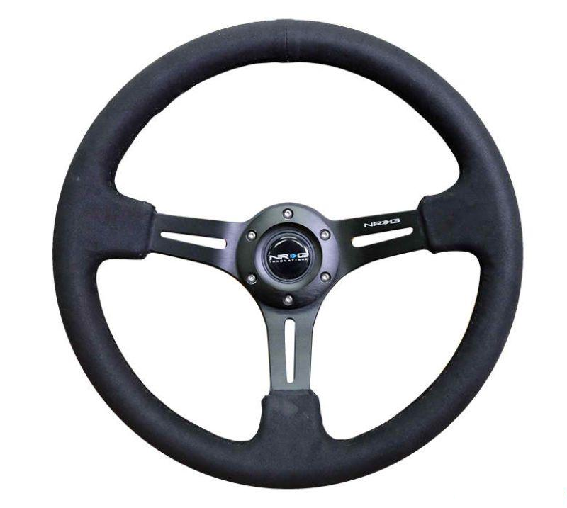 RST-018SA NRG 350mm black leather steering wheel with Alcantara stitches.